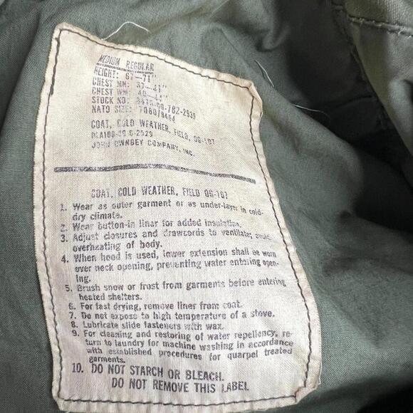Vintage US Army M-65 Field Jacket w/ Liner Medium Regular OG-107 80s - Picture 8 of 15